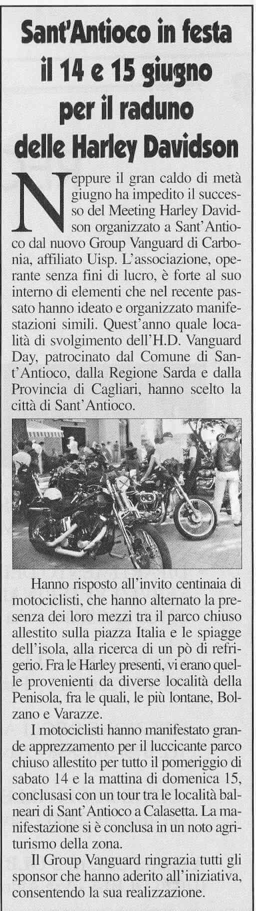 Articolo La Provincia raduno moto Sant'Antioco 2003