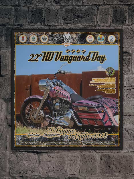 Poster incorniciato, hd day 2018, profilo Harley a Serbariu