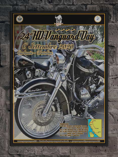 Poster incorniciato, hd day 2020, due Harley parcheggiate