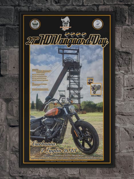 Harley con torri Serbariu in sfondo - HD Vanguard Day 2023