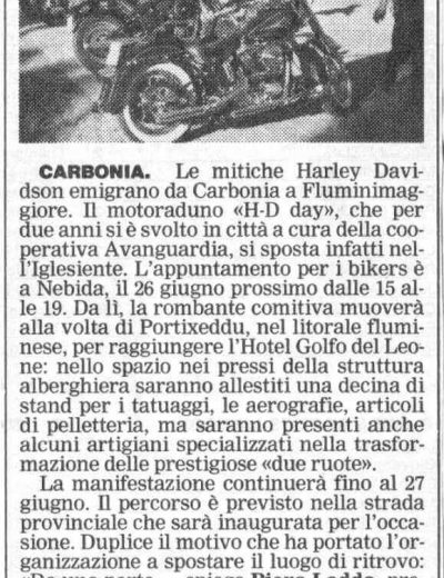 Articolo La Nuova Sardegna sull'Hd Day 1999