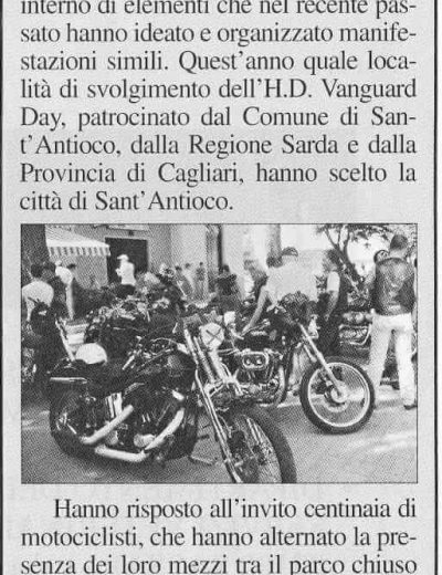 Articolo La Provincia raduno moto Sant'Antioco 2003